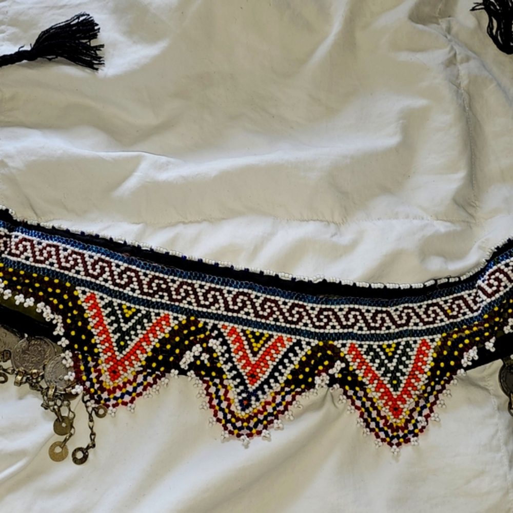 Beaded Fringe Coin Belt with Tassels